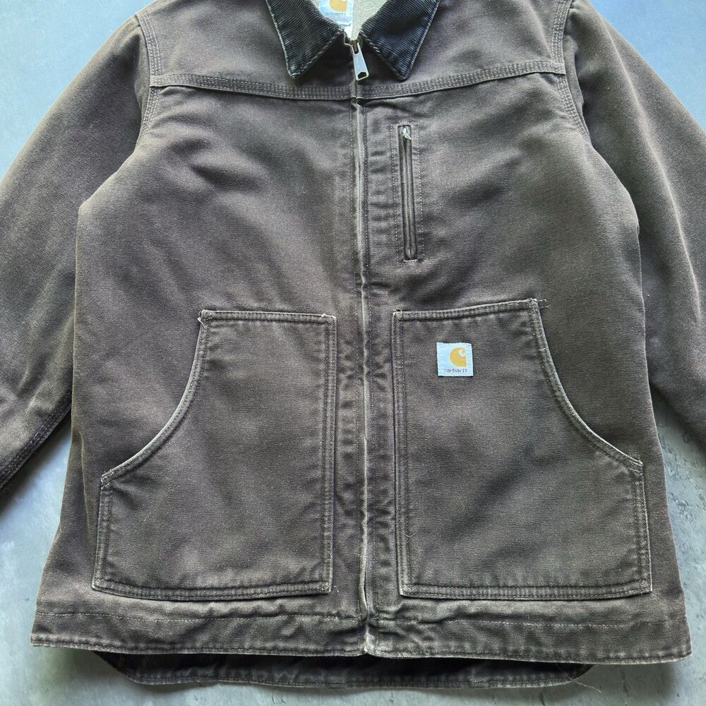 VTG Carhartt Detroit Jacket Women's M Blanket Lined Work Brown WC061 DKB - Picture 6 of 13